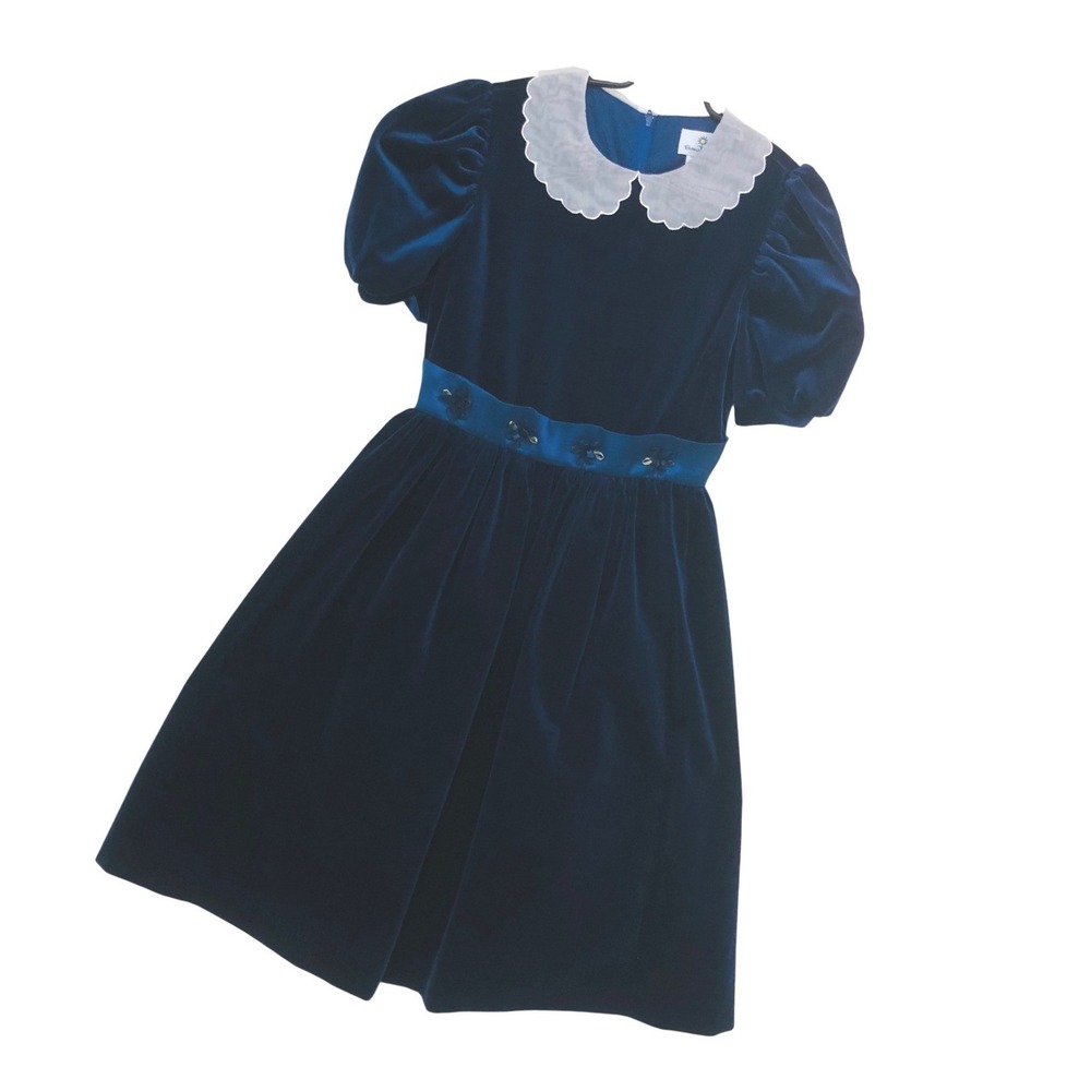 Vintage Velvet Holiday Part Dress Girls 10 Florence Eiseman Peter Pan Organza